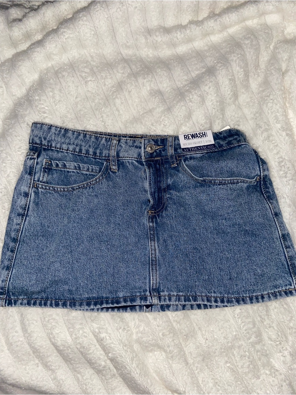 Blue Denim Mini Skirt - Medium Wash Blue